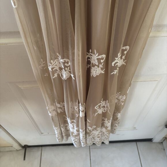 Embroidered Babydoll Maxi Dress Fairy Romantic Sheer Size Large Boho Mesh Lace - Picture 7 of 12